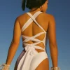 Happy Wife Criss Cross Tie Back One Piece