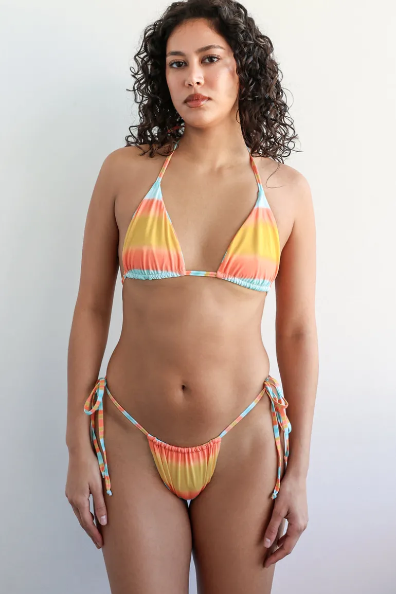 Palm Tie Back Triangle Bikini Top Reversible