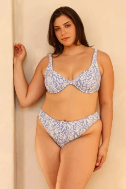 Twin Fin Blue Underwire Cheeky Set