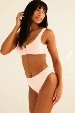 Wave Front Zipper Closure Bikini Top